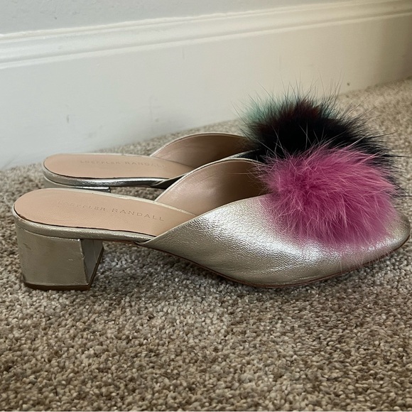 GUC Loeffler Randall Pom Pom Block Heel Mules Sz 7.5 - Picture 9 of 13